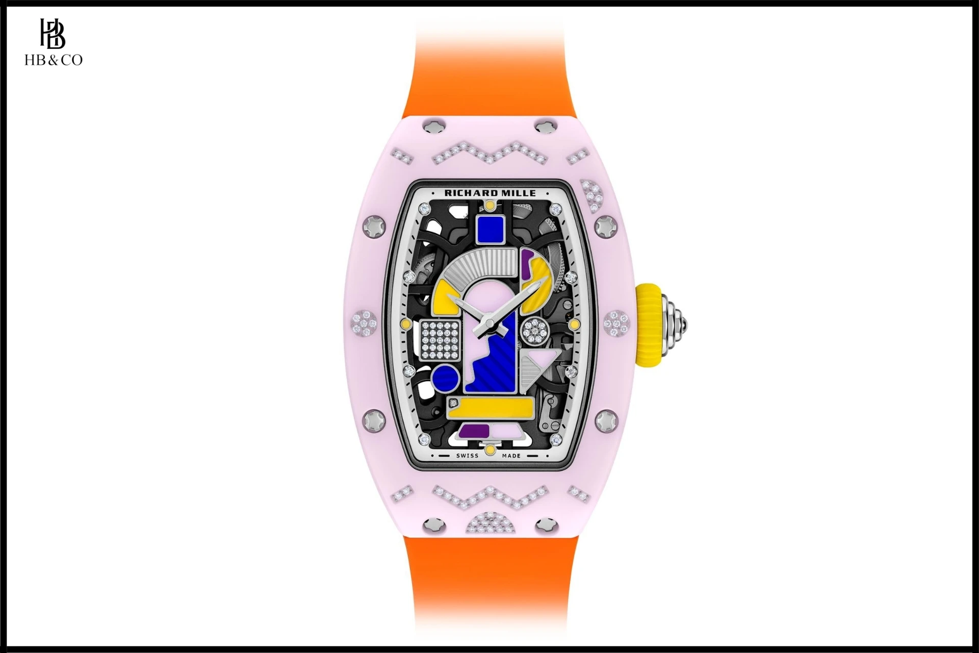 Richard Mille RM 07-01 Blush Pink Ceramic & White Gold & Diamond – Yellow Sapphire – Blue Sapphire (Limited Edition 50pcs)
