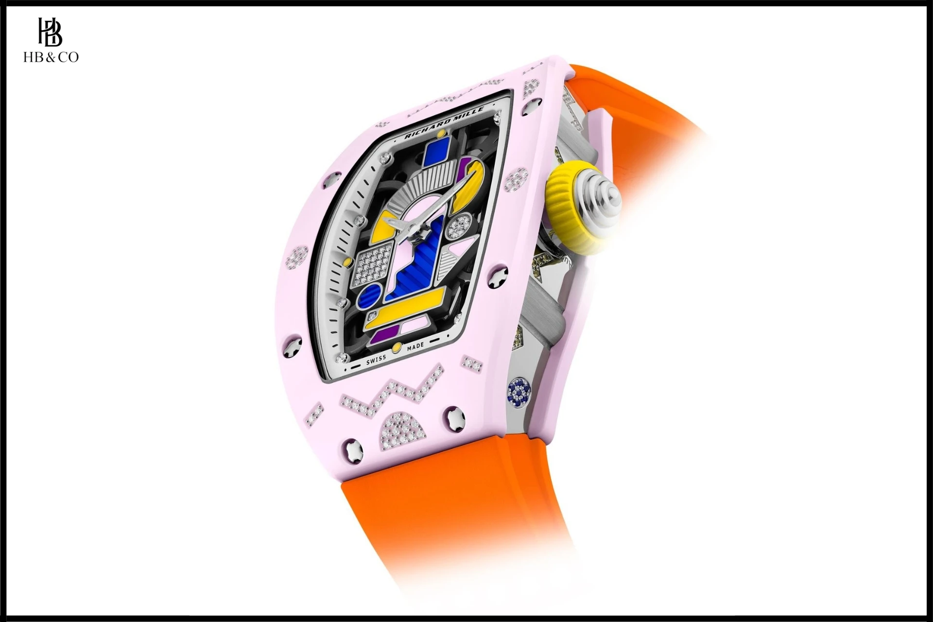 Richard Mille RM 07-01 Blush Pink Ceramic & White Gold & Diamond – Yellow Sapphire – Blue Sapphire (Limited Edition 50pcs)