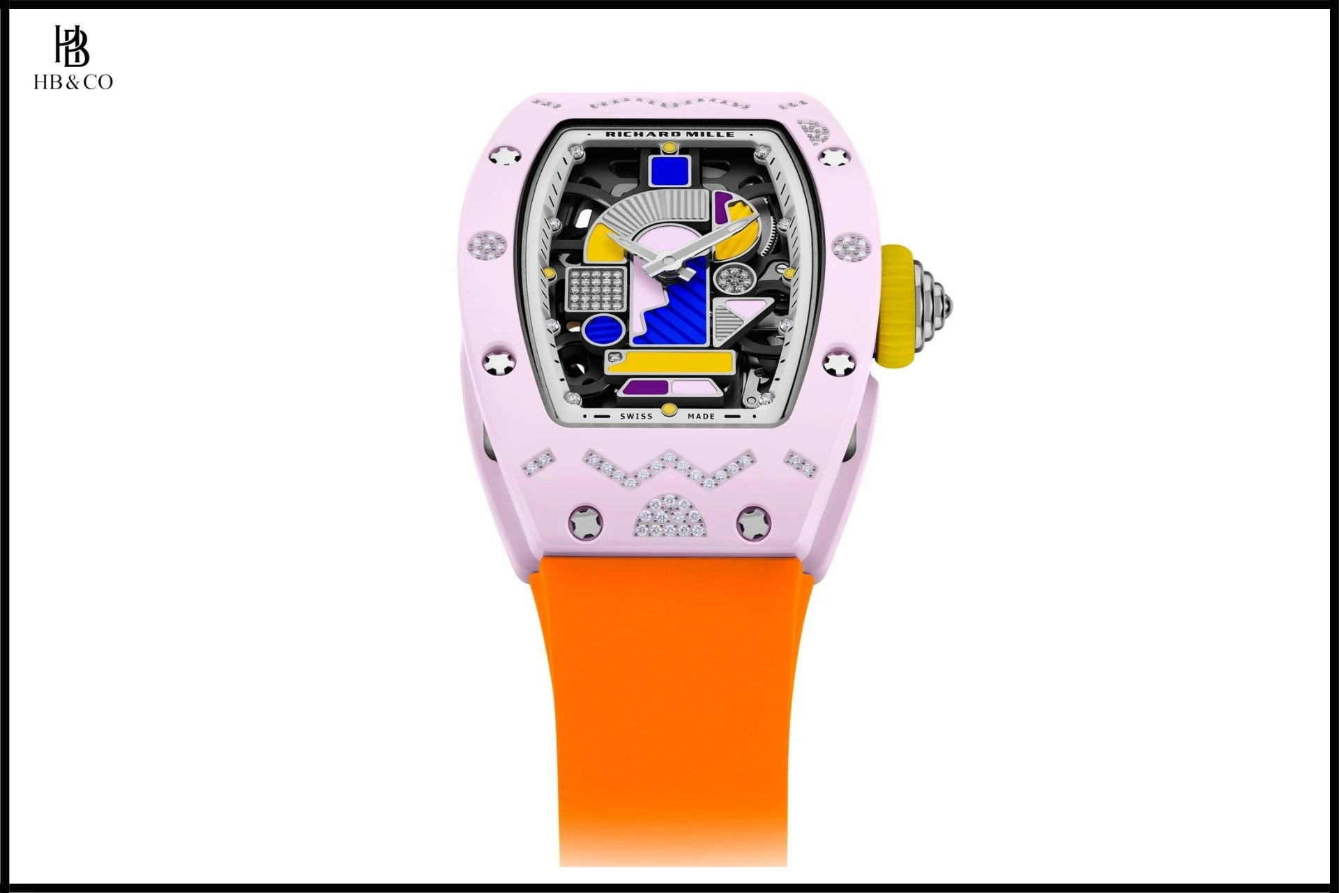 Richard Mille RM 07-01 Blush Pink Ceramic & White Gold & Diamond – Yellow Sapphire – Blue Sapphire (Limited Edition 50pcs)